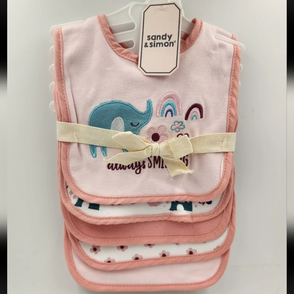 5 Pack Baby Girls Bibs